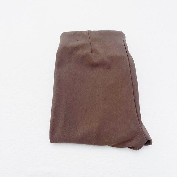 Zara Brown Stretch Pant Split Hem Textured Throuhout SZ L - Picture 6 of 7